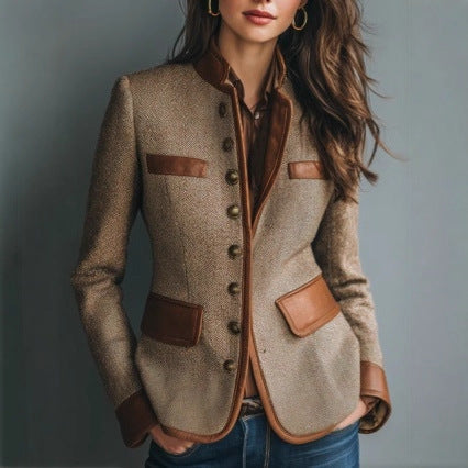 Brown heritage tweed jacket, front view