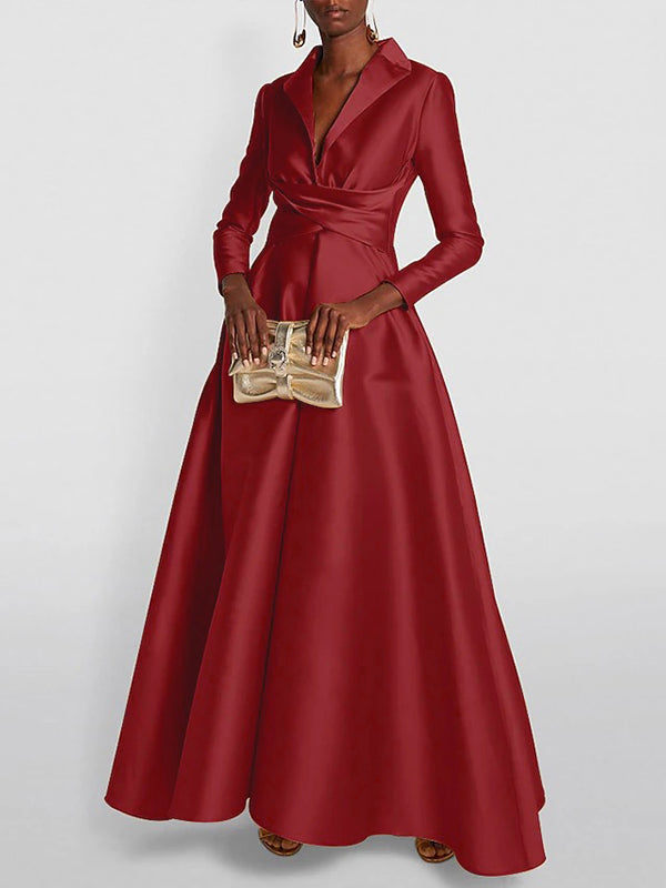 Gold solid colour A-line maxi dress