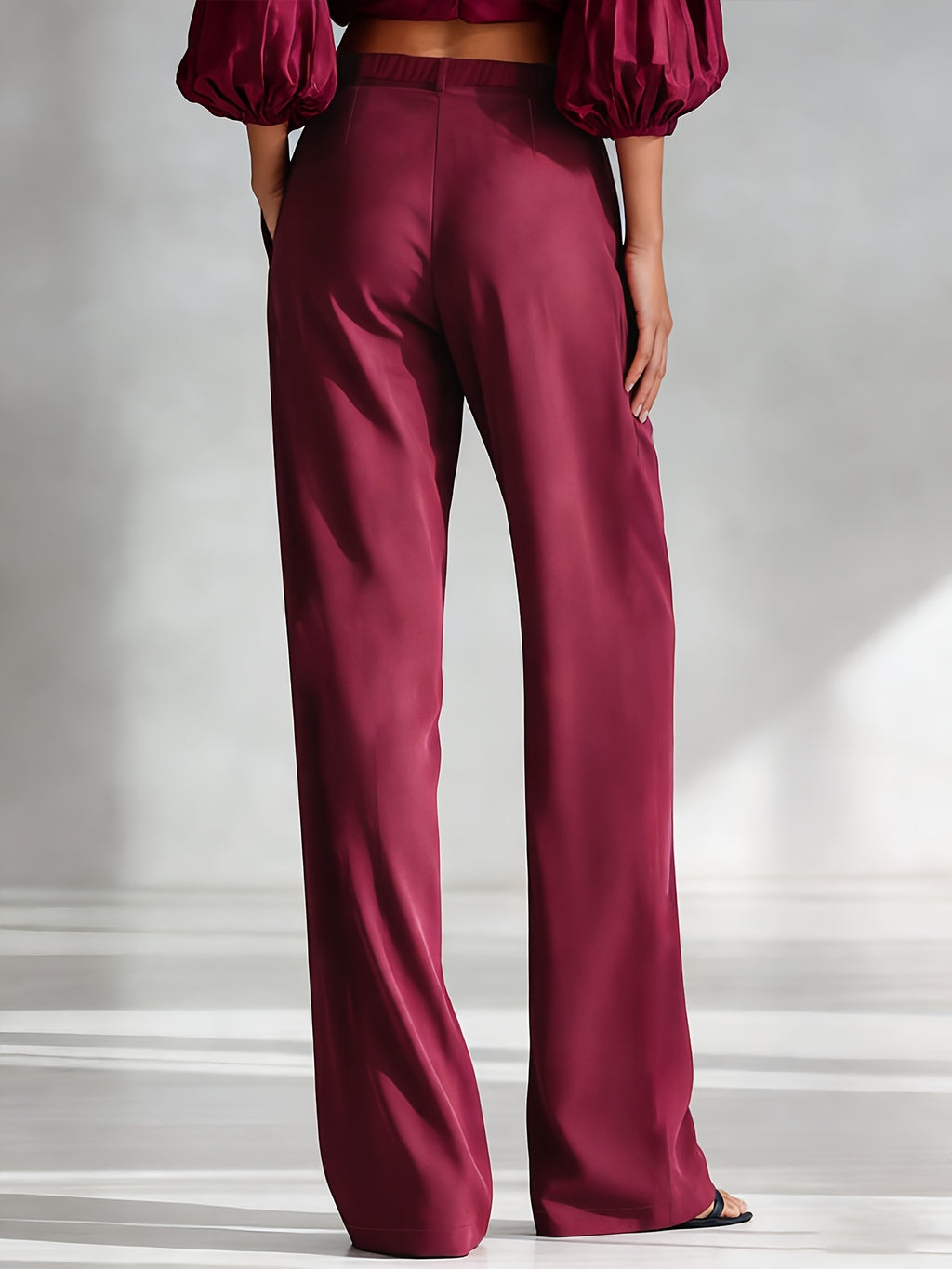 Tailored woven satin trousers with a tailored suit cut