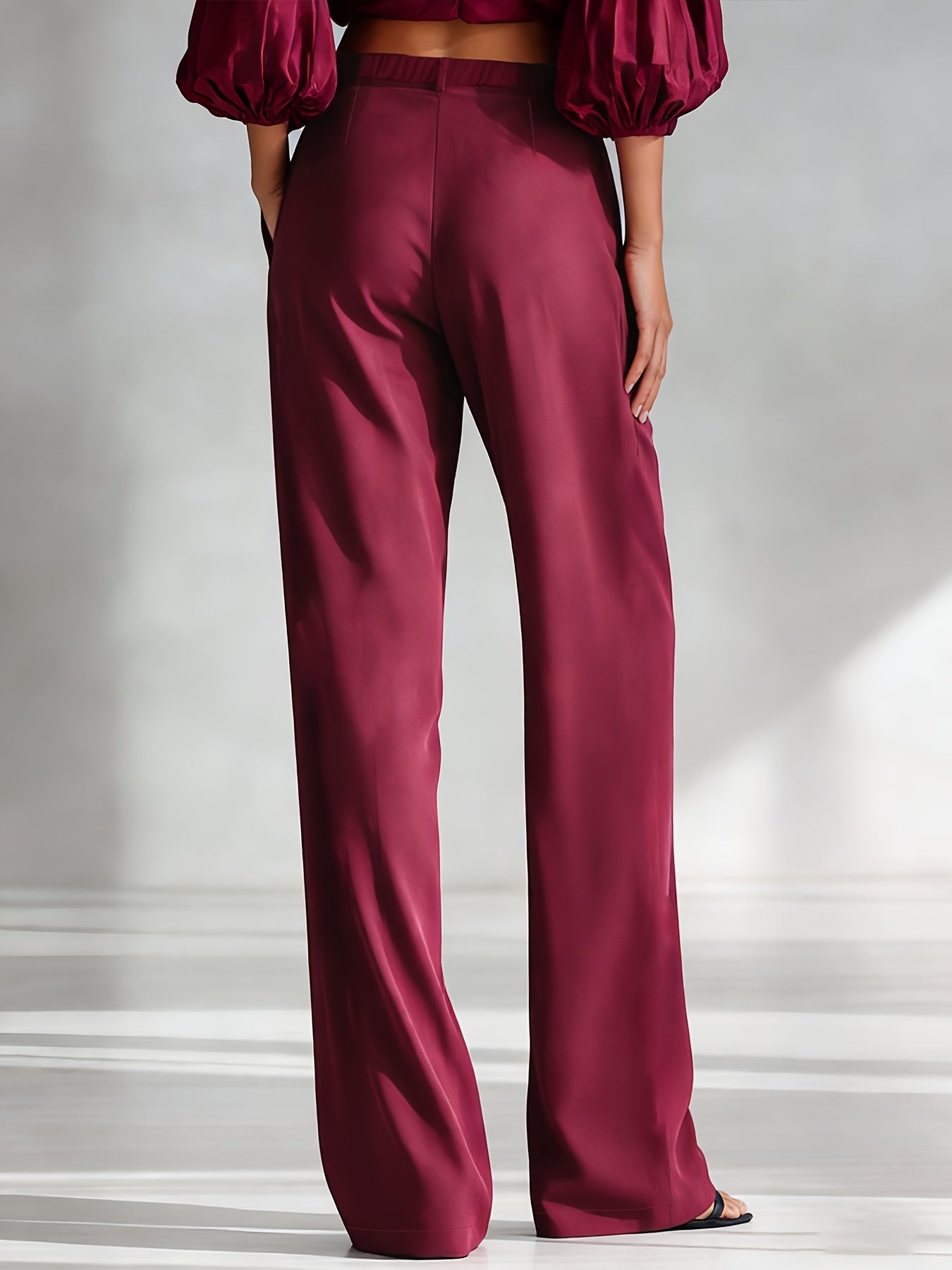Tailored woven satin trousers with a tailored suit cut