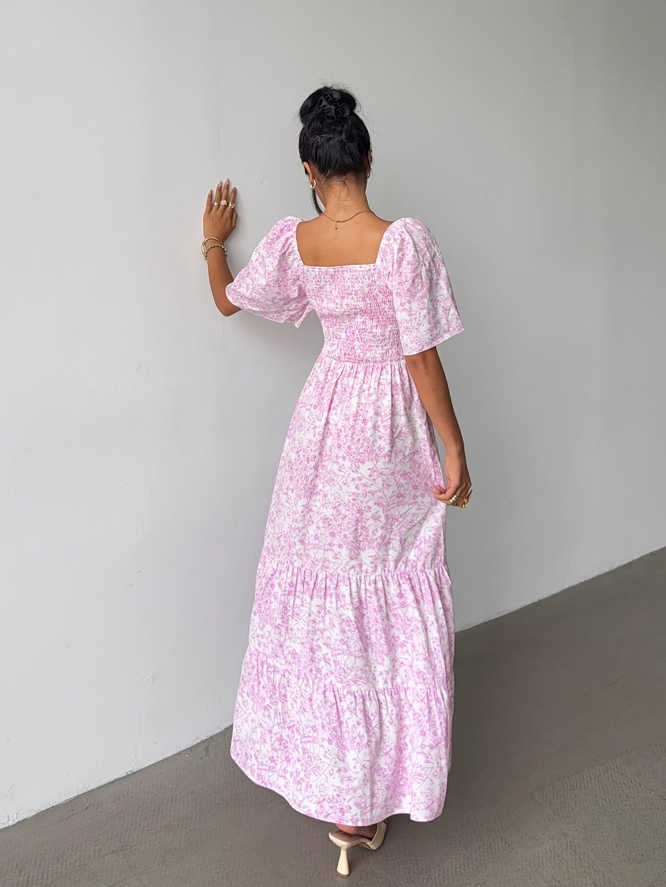 Tiered Floral Maxi Dress Sweetheart Neckline | Alba Muse