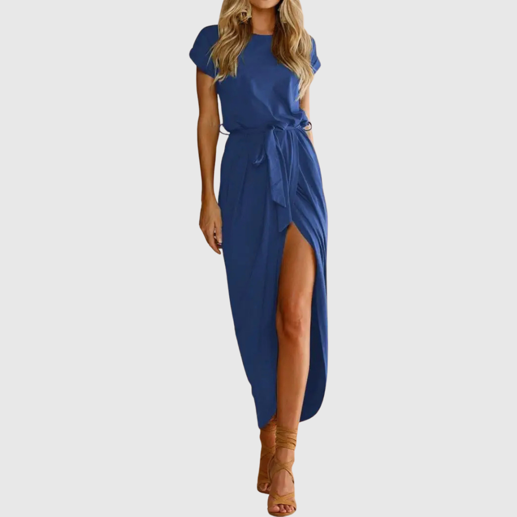 Tie-Waist Casual Midi Dress