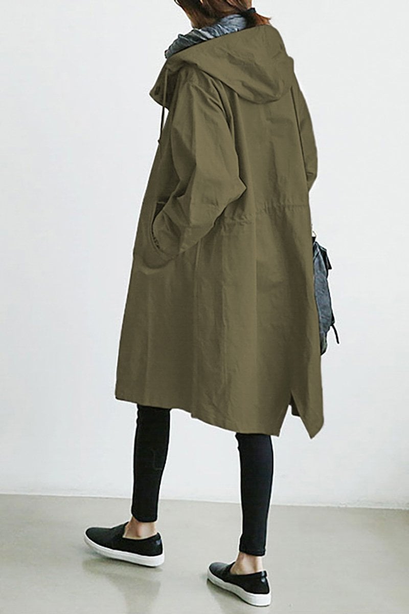 Turquoise mid-length hooded Jacket