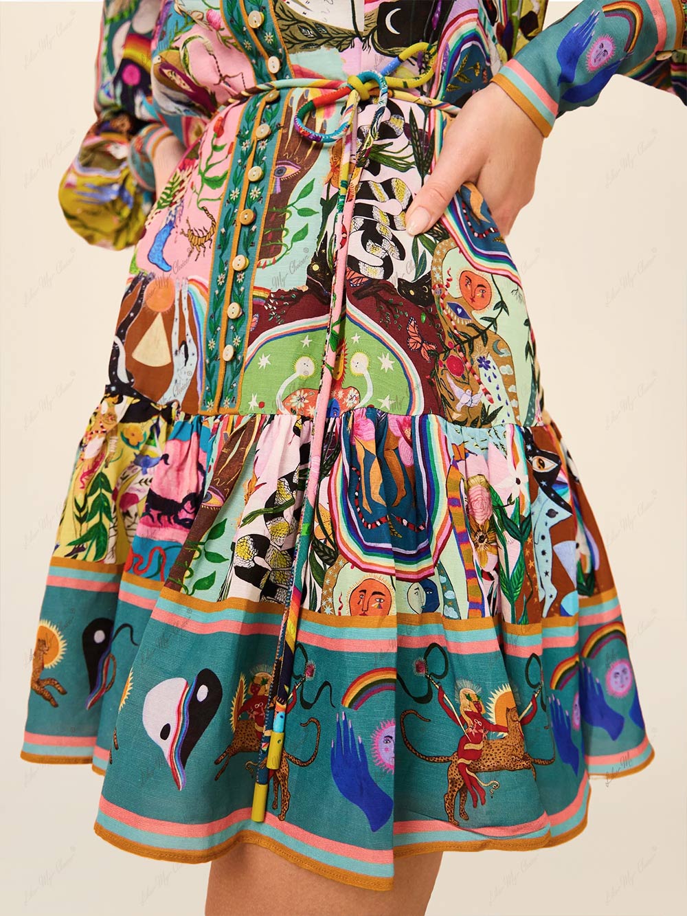 Boho mini dress with long sleeves | Alba Muse
