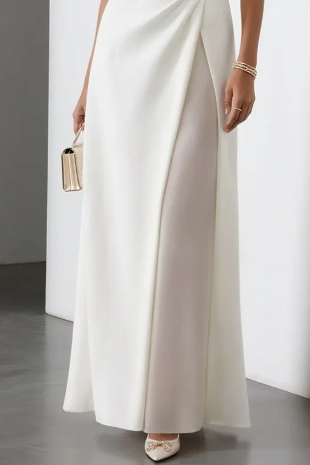 Women's sleeveless draped wrap maxi dress formal occasion