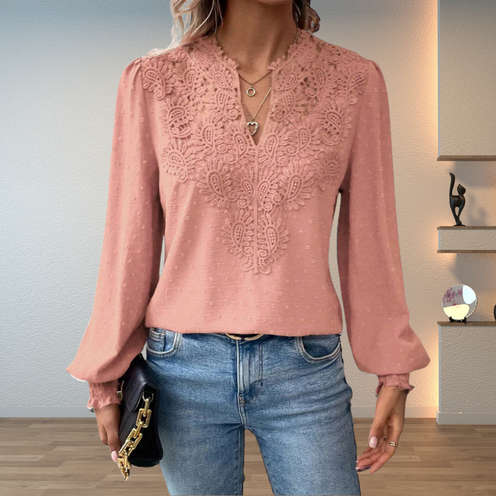 Women's embroidered blouse with long sleeves, occasion wear | Alba Muse