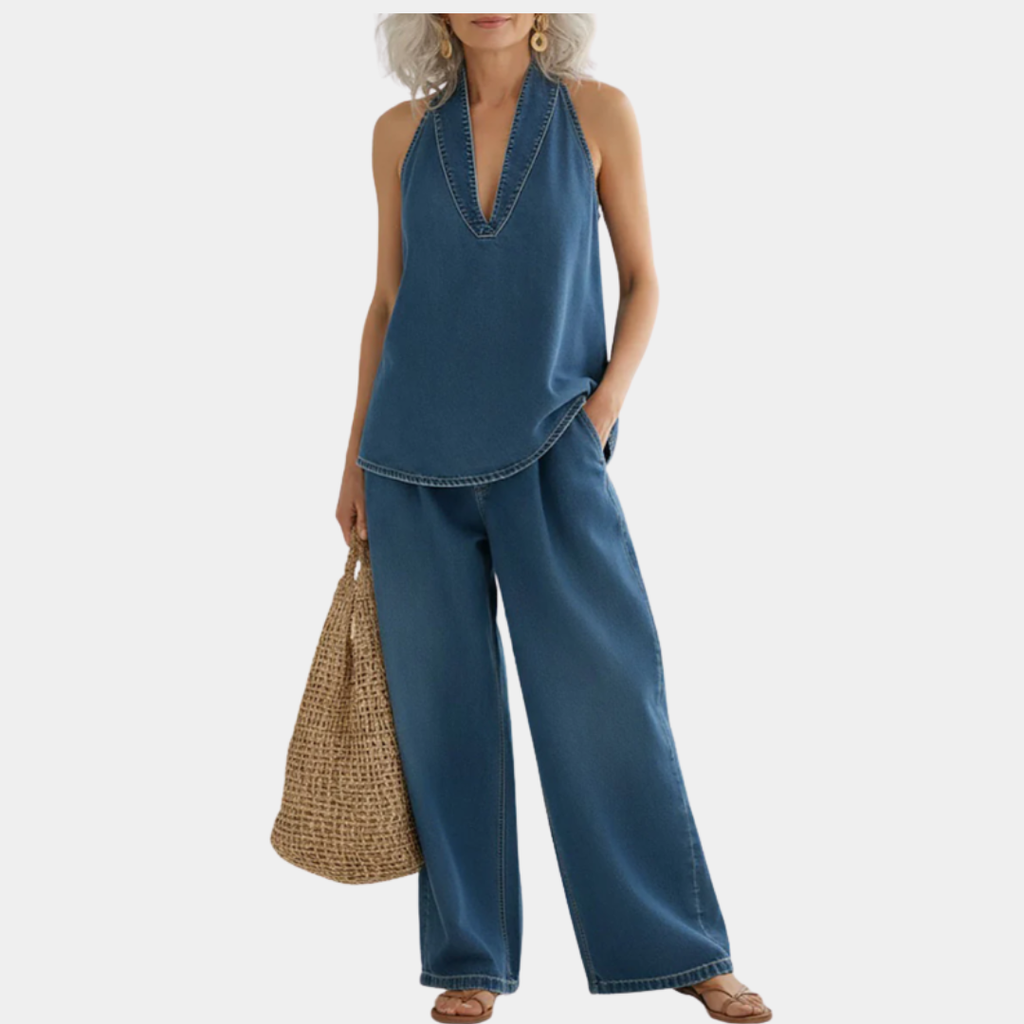 Vintage Washed Denim-Look Co-ord Set
