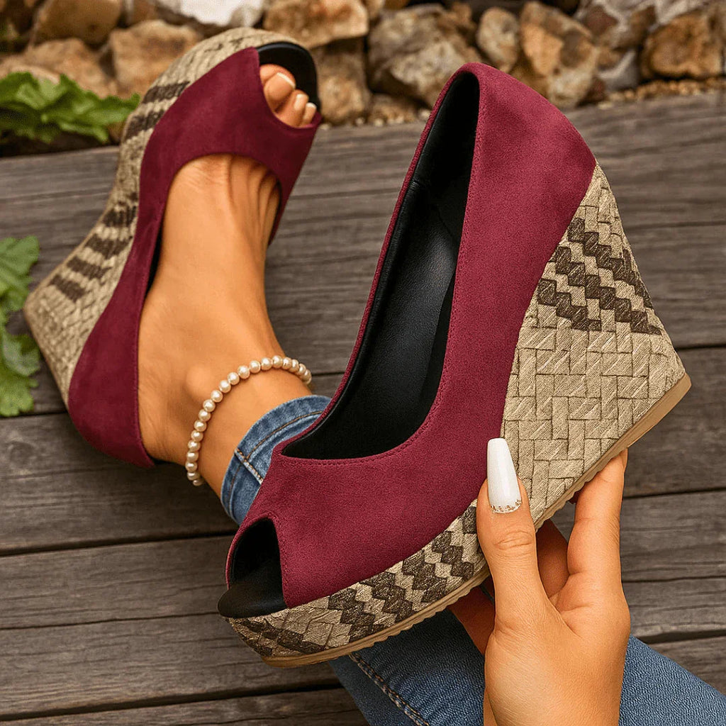 Sirena Snakeskin-Print Wedge Heels