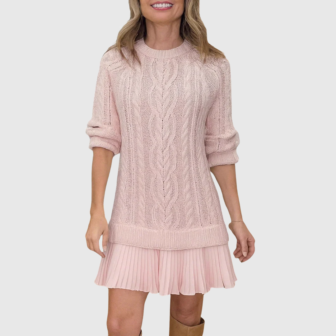Cable-Knit Sweater Dress — worn on model