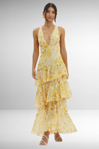 Sleeveless V-Neck Layered Maxi Dress – Wedding Guest