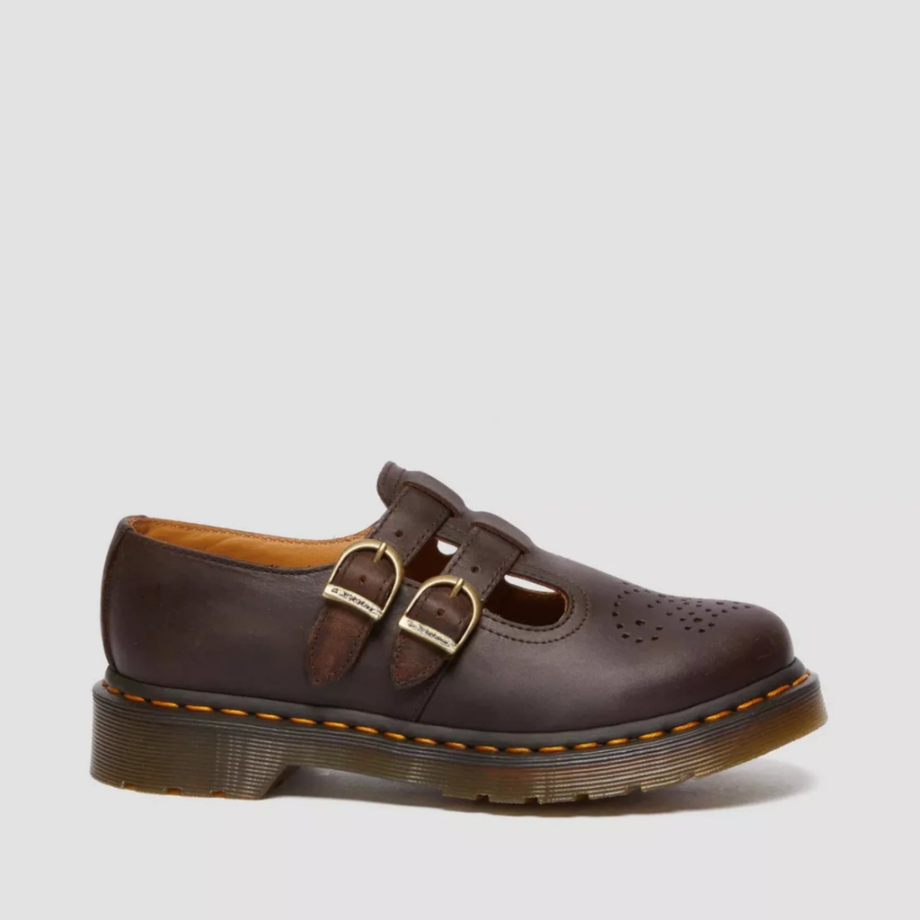 Women's Double Buckle Leather Mary Jane Flats