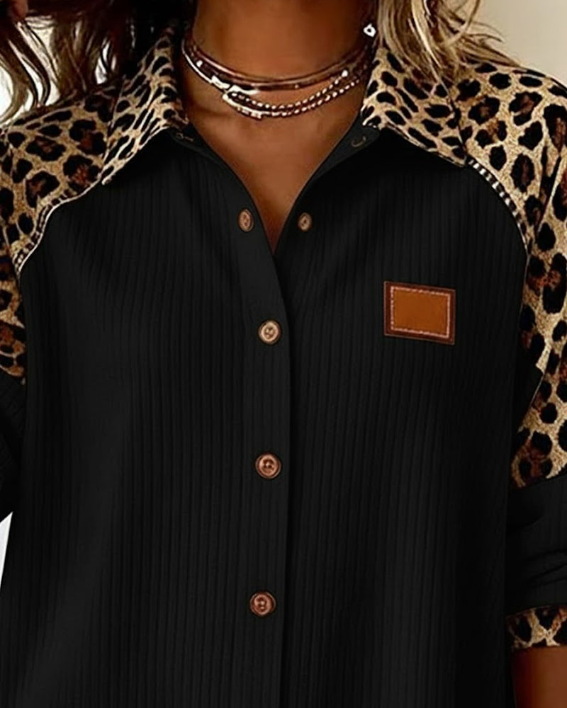 Brown Leopard Print Shirt Long Sleeve | Alba Muse
