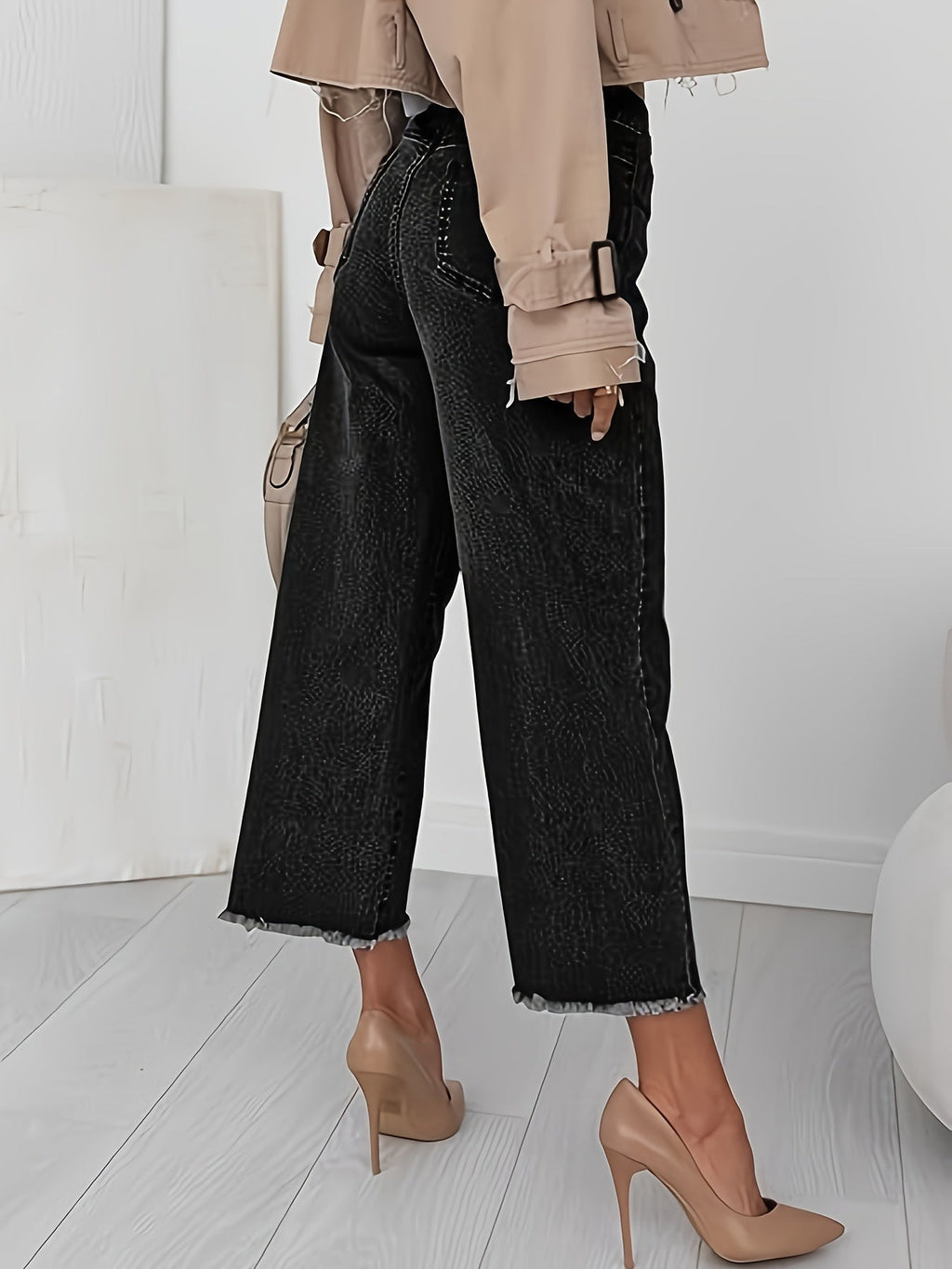 High-Waist Cropped Straight-Leg Jeans