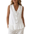 Women's Ruffle Tie-Front Sleeveless Vest