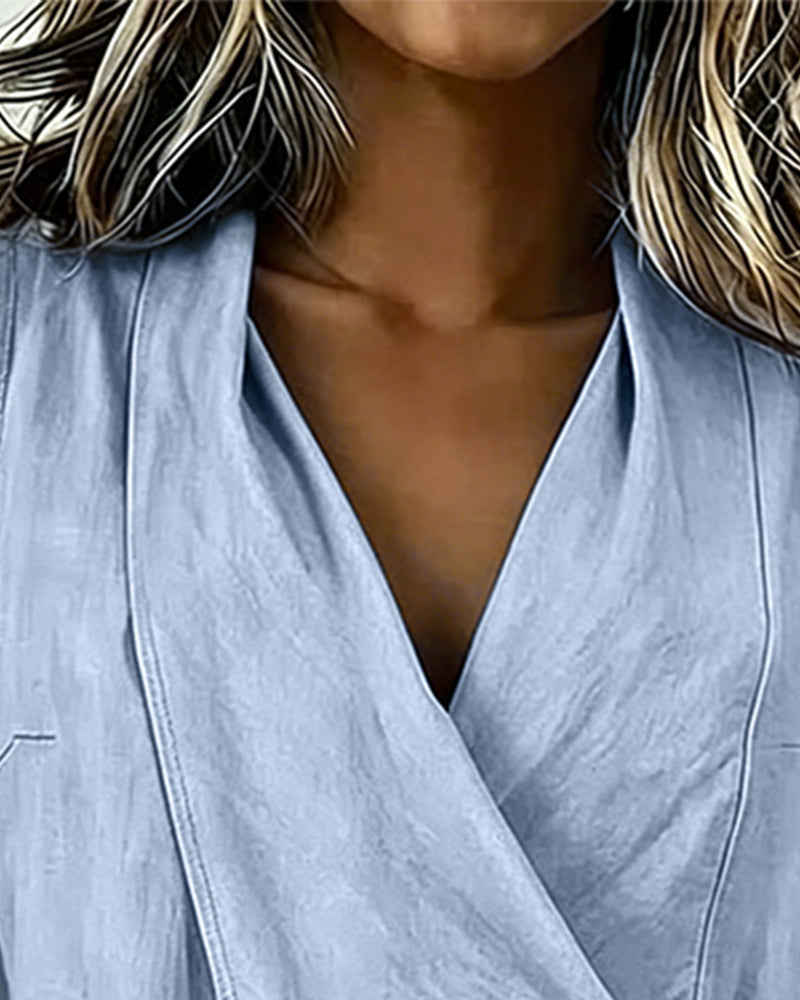 Sleeveless wrap front tie tank top in orange, lifestyle view