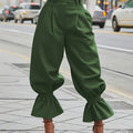 Fern Green high-waisted wide-leg ruffled-hem Trousers, front view