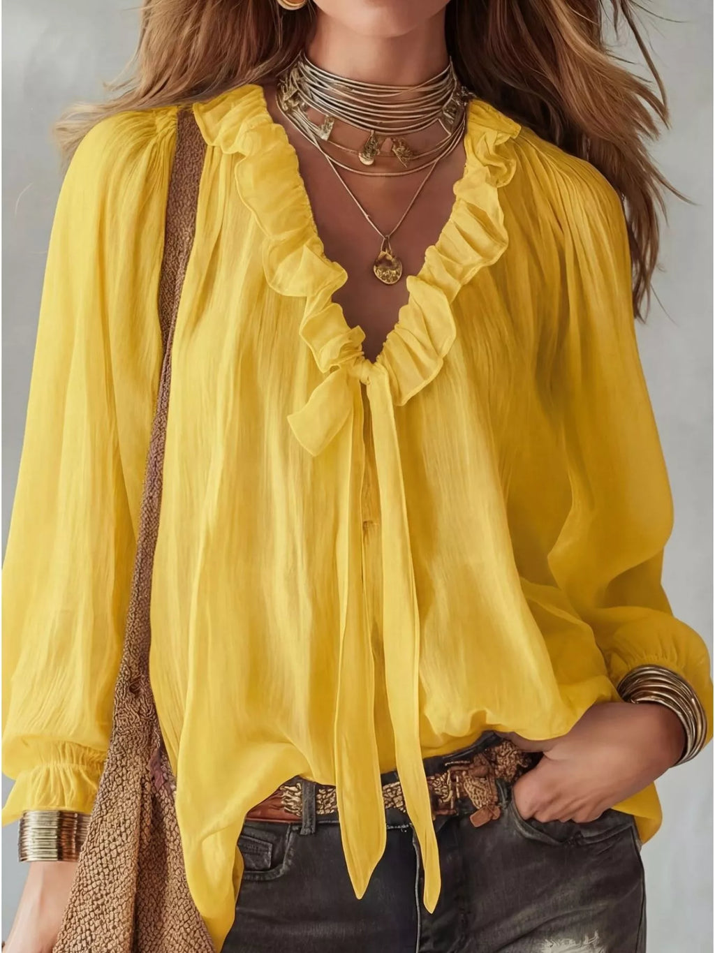 Ruffle Long Sleeve Blouse
