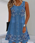 Sleeveless Floral Button-Up Midi Dress