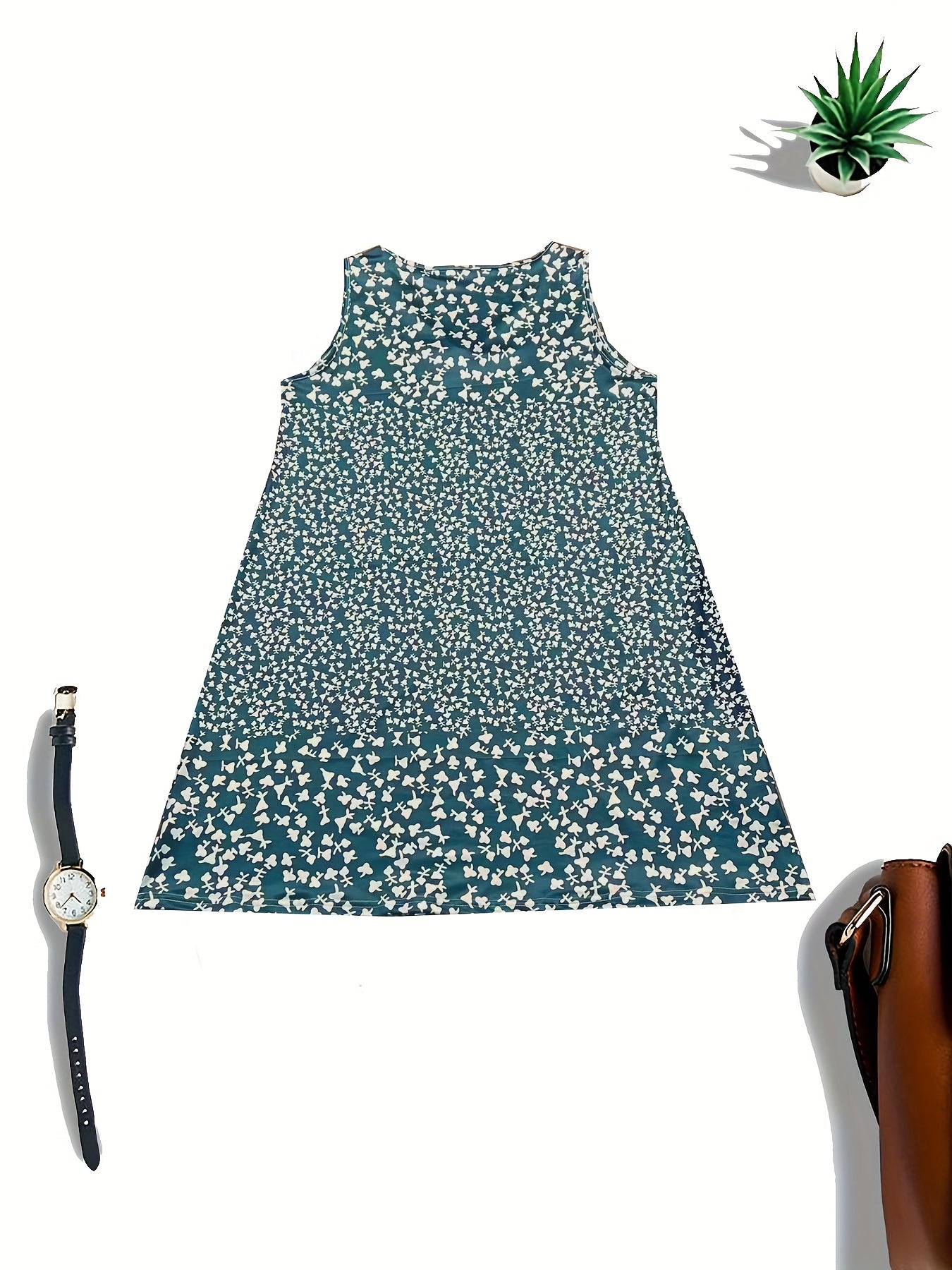 Directional print V-neck sleeveless summer midi dress | Alba Muse