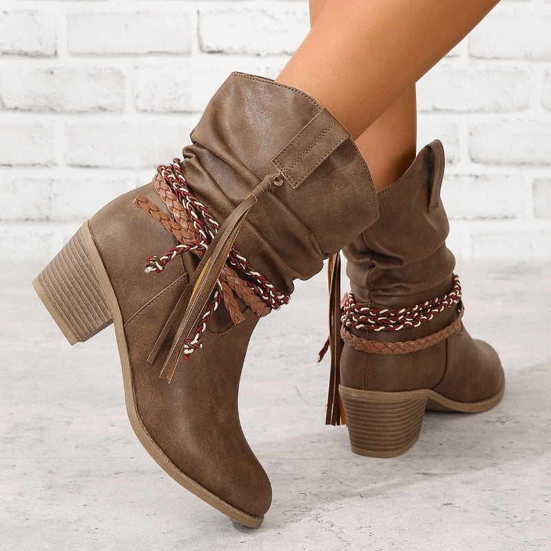 Women's Western Cowboy Festival Boots in Maroon