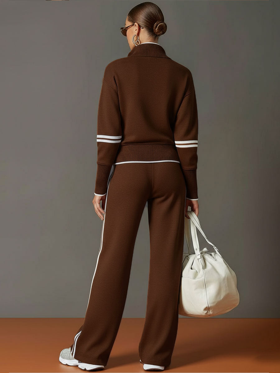 Half-Zip Tracksuit Co-Ord Set with Wide-Leg Trousers