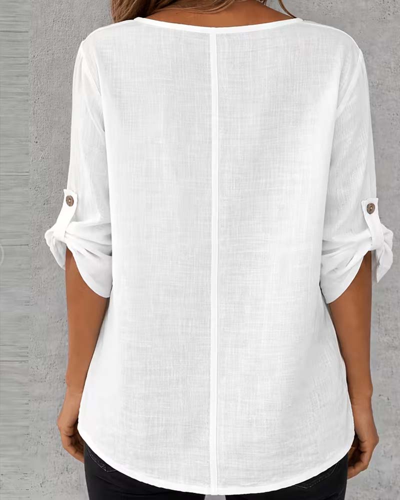 Casual button blouse, back view