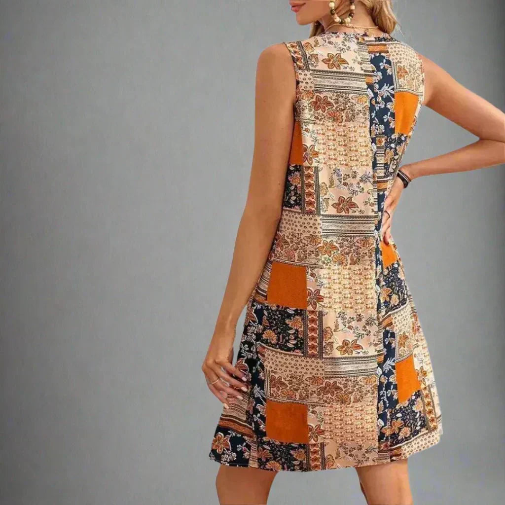 Printed boho dress on model | Alba Muse