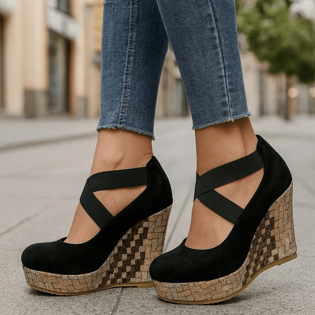 Rise Crisscross Platform Wedges