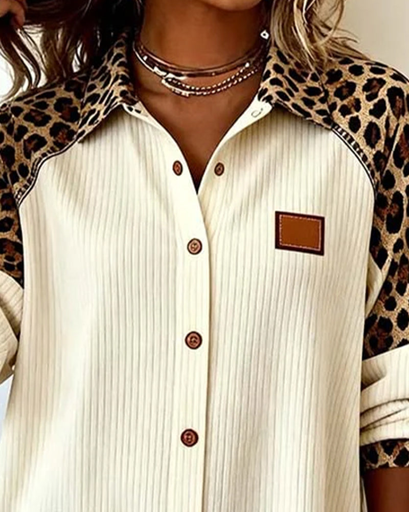 Leopard Print Shirt Lapel Button-Down | Alba Muse