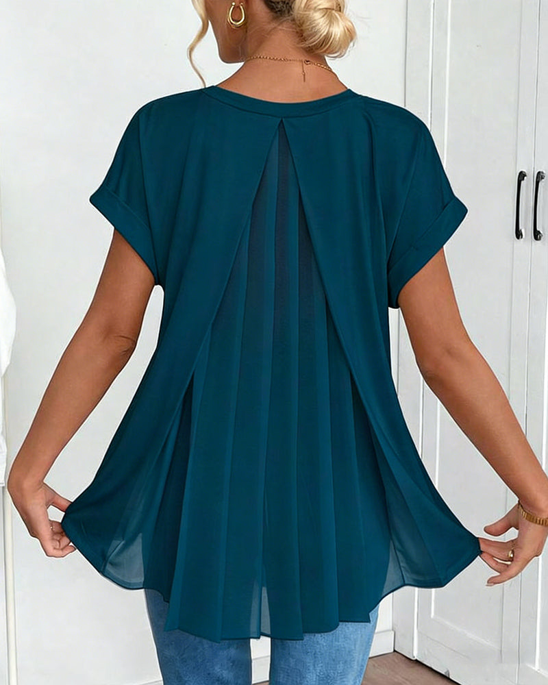 Solid colour patchwork T-shirt, styled view