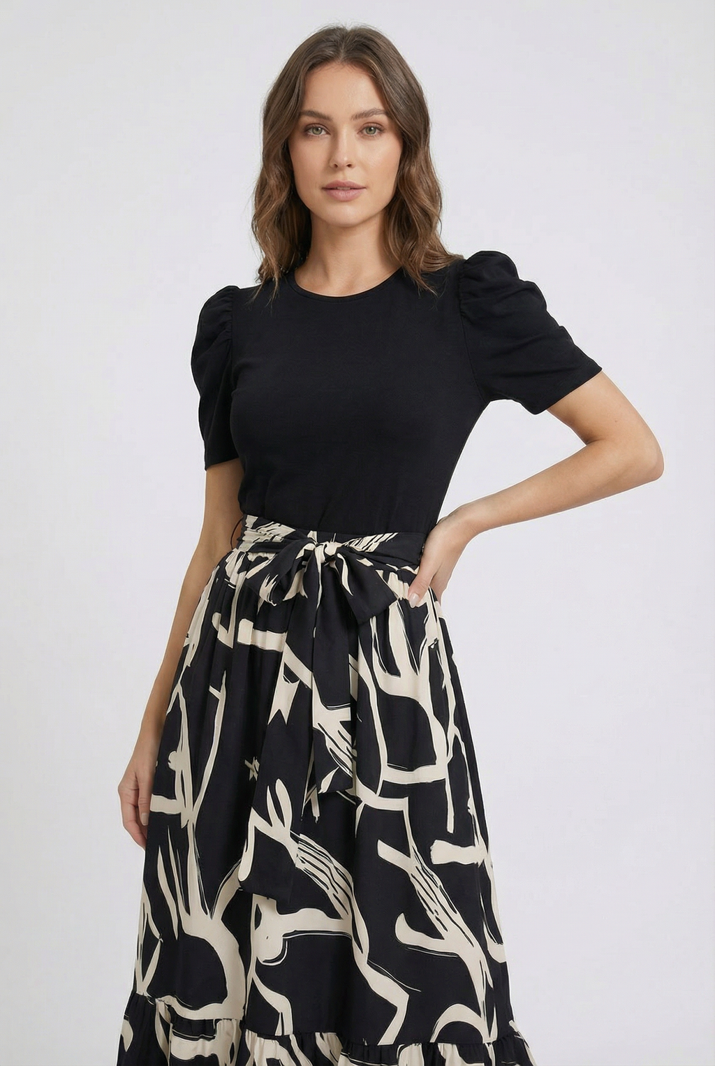 Floral A-line maxi dress, second colourway full length view