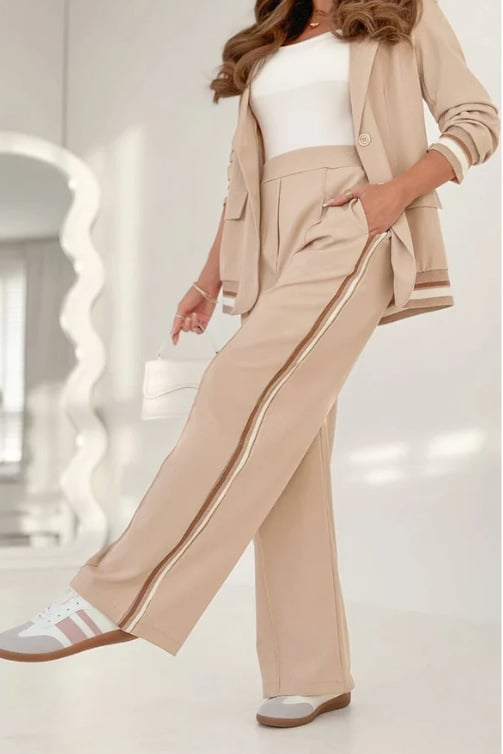 Casual Blazer & Wide-Leg Trouser Set