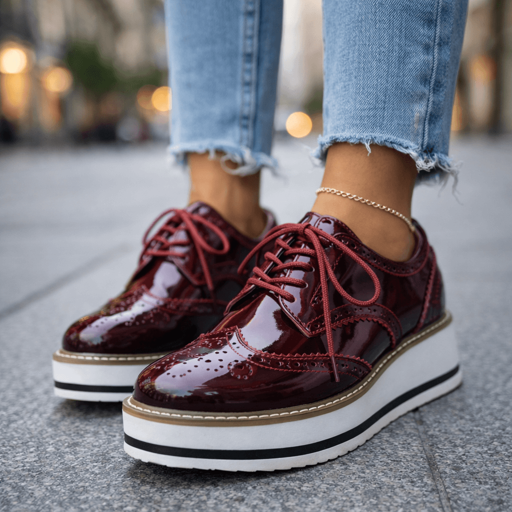 Elvyn Leather Brogue Platform Shoes