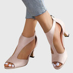 Women's comfortable block heels breathable everyday heeled shoes