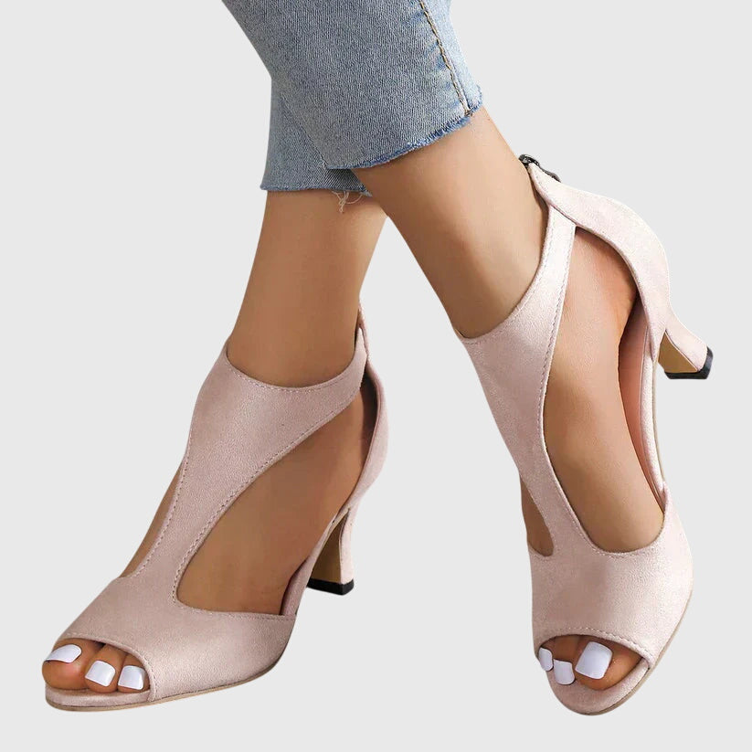 Women's comfortable block heels breathable everyday heeled shoes