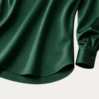 Satin V-neck long sleeve blouse – fabric detail close up green