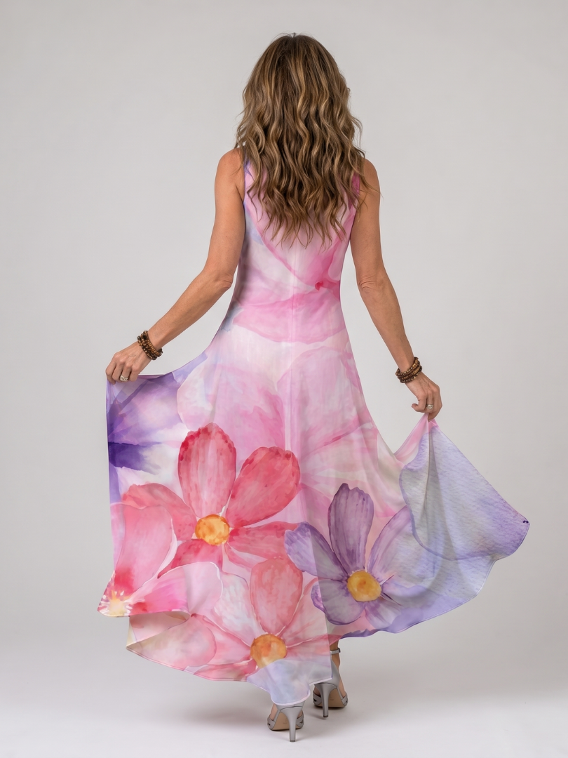 Nemen floral flowing midi dress, side view