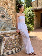 Women's elegant strapless co-ord set for garden parties