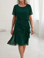 Women's ruffle midi dress, flowing silhouette detail