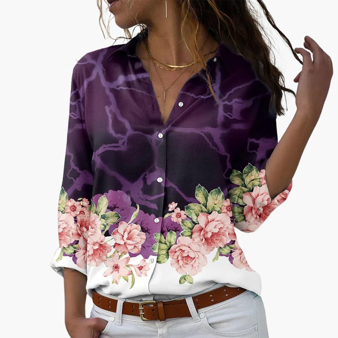 Women's floral summer top lifestyle shot casual style