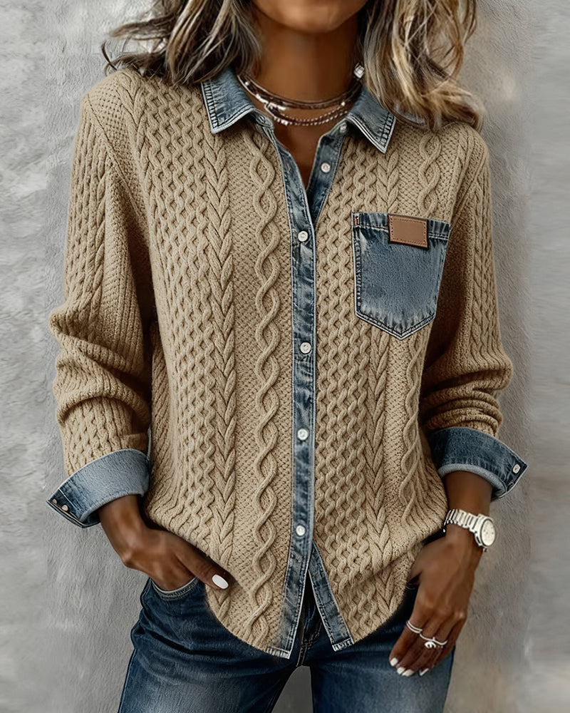 Pink cable-knit jumper, soft flexible construction | Alba Muse