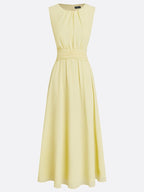 Women's chiffon sleeveless maxi dress in fuchsia, front view
