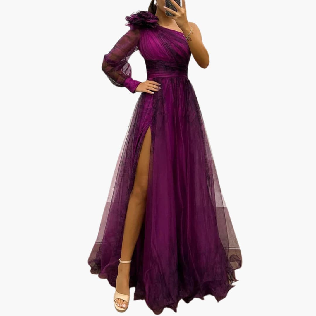Evening maxi dress back view full length