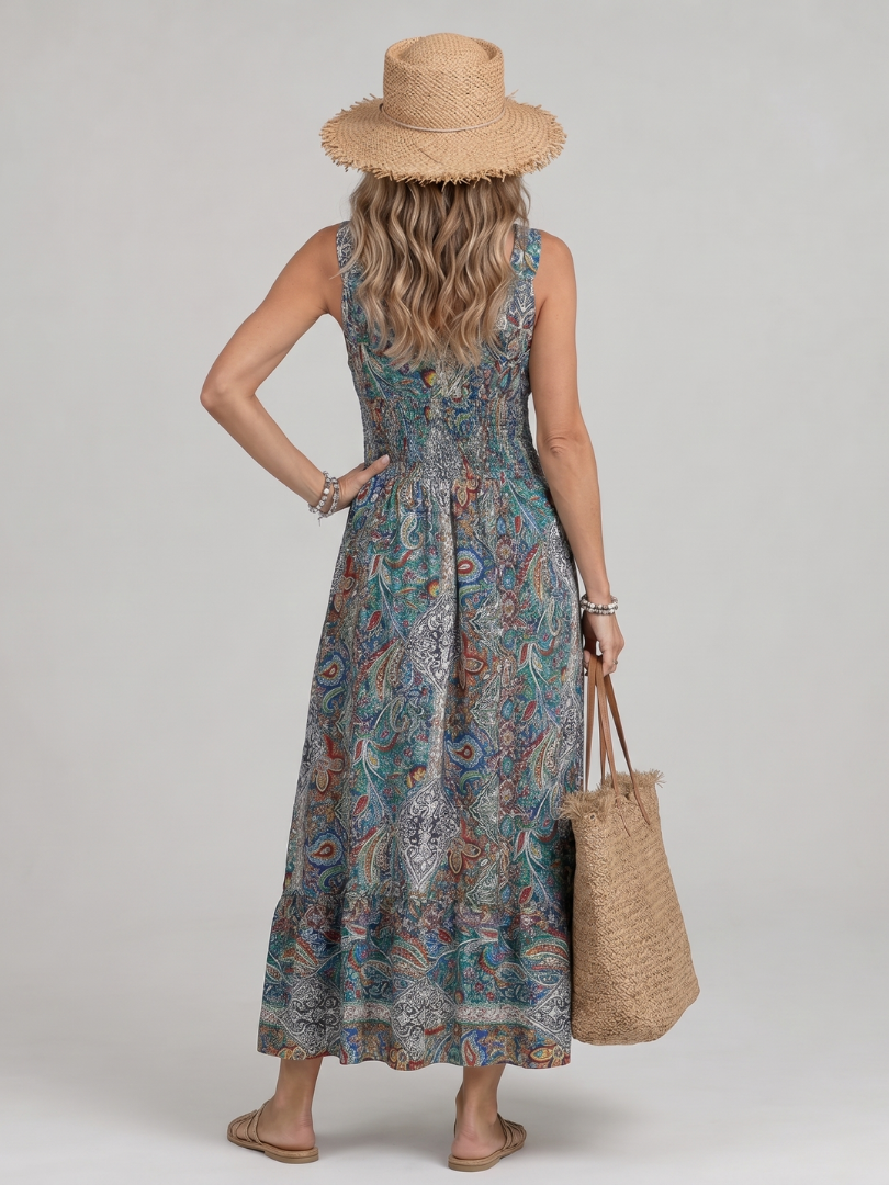 Midi dress paisley print occasion | Alba Muse