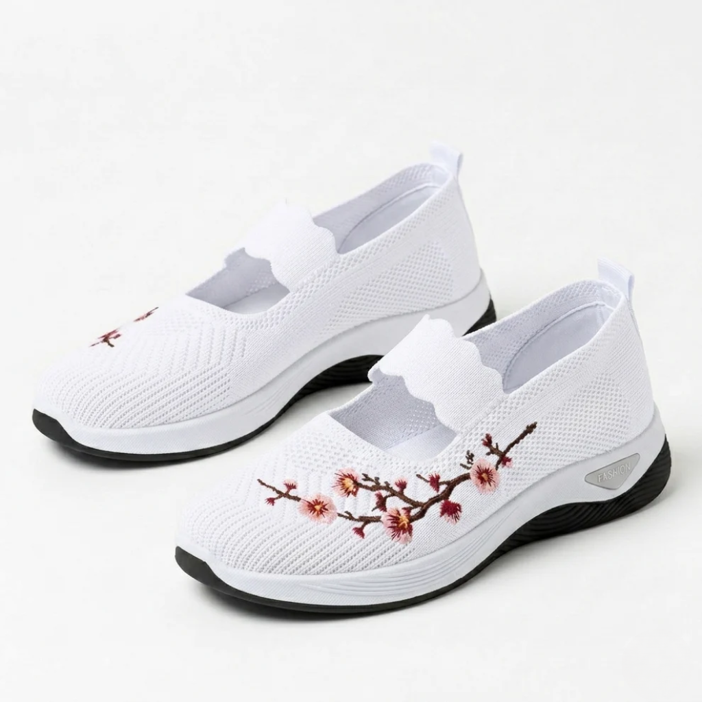 Women's everyday comfort sneakers with knit mesh upper, side view