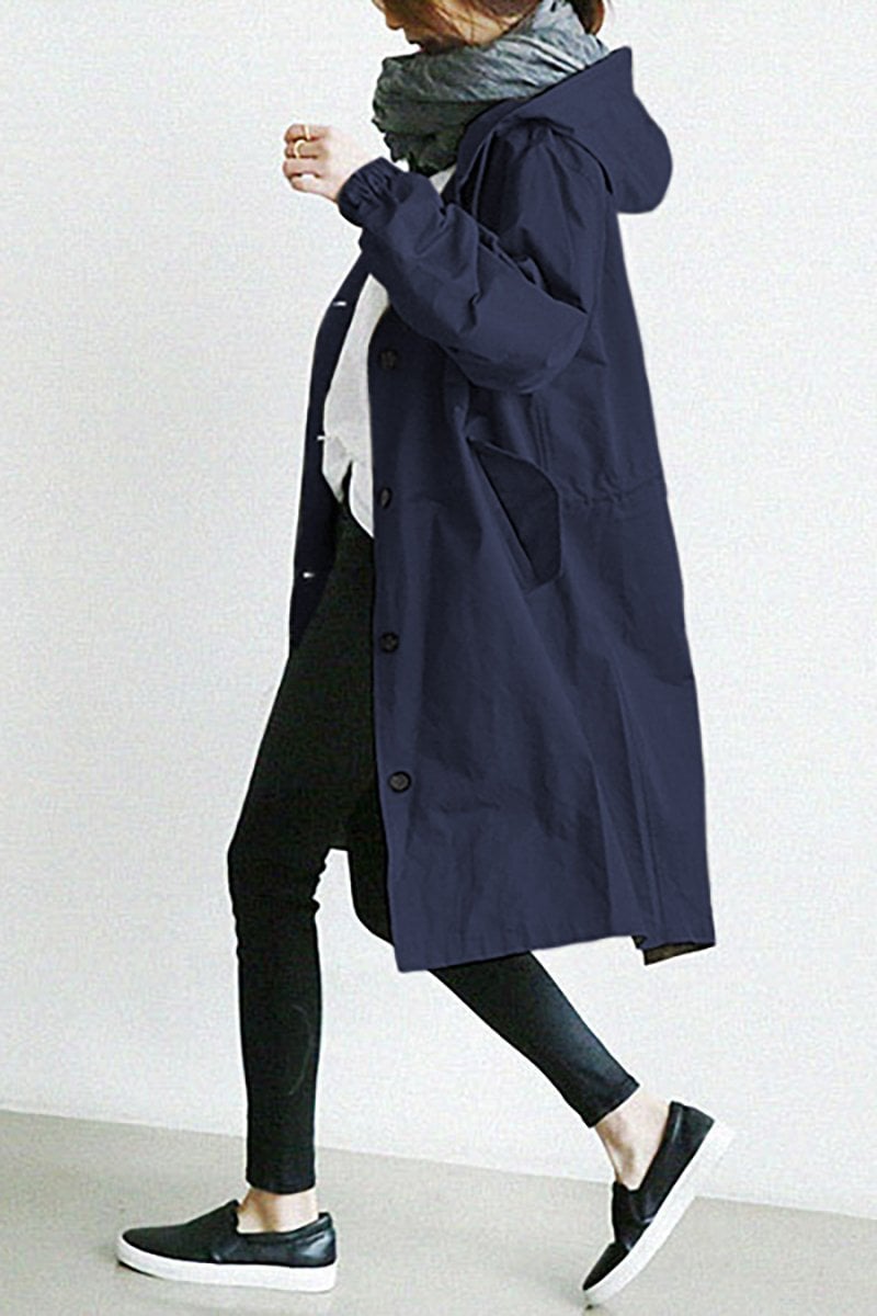Turquoise mid-length hooded Jacket