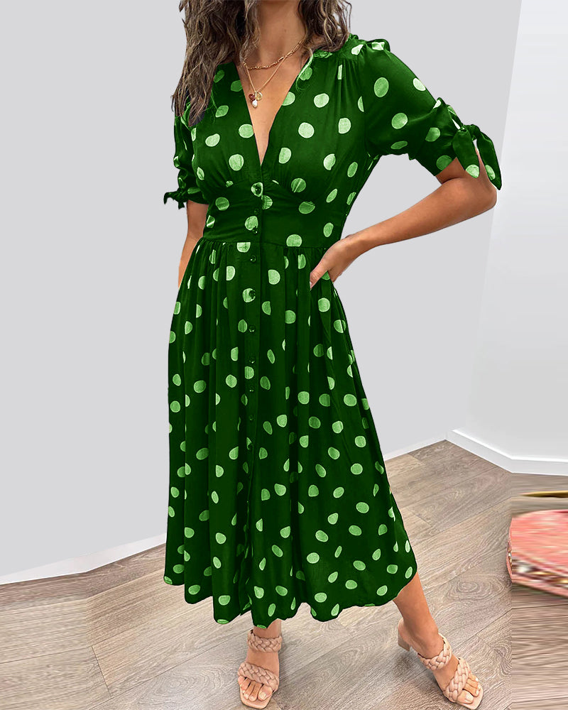 Polka Dot Midi Dress Retro Style Women | Alba Muse