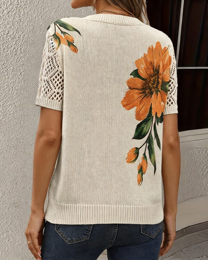 Floral Knitted Jumper in Blue | Alba Muse