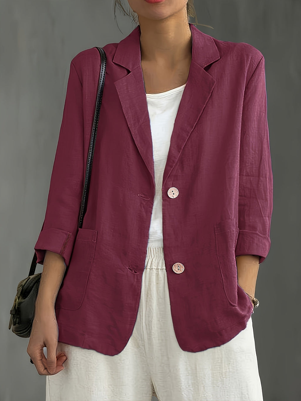 Classic Linen Blazer with Patch Pockets