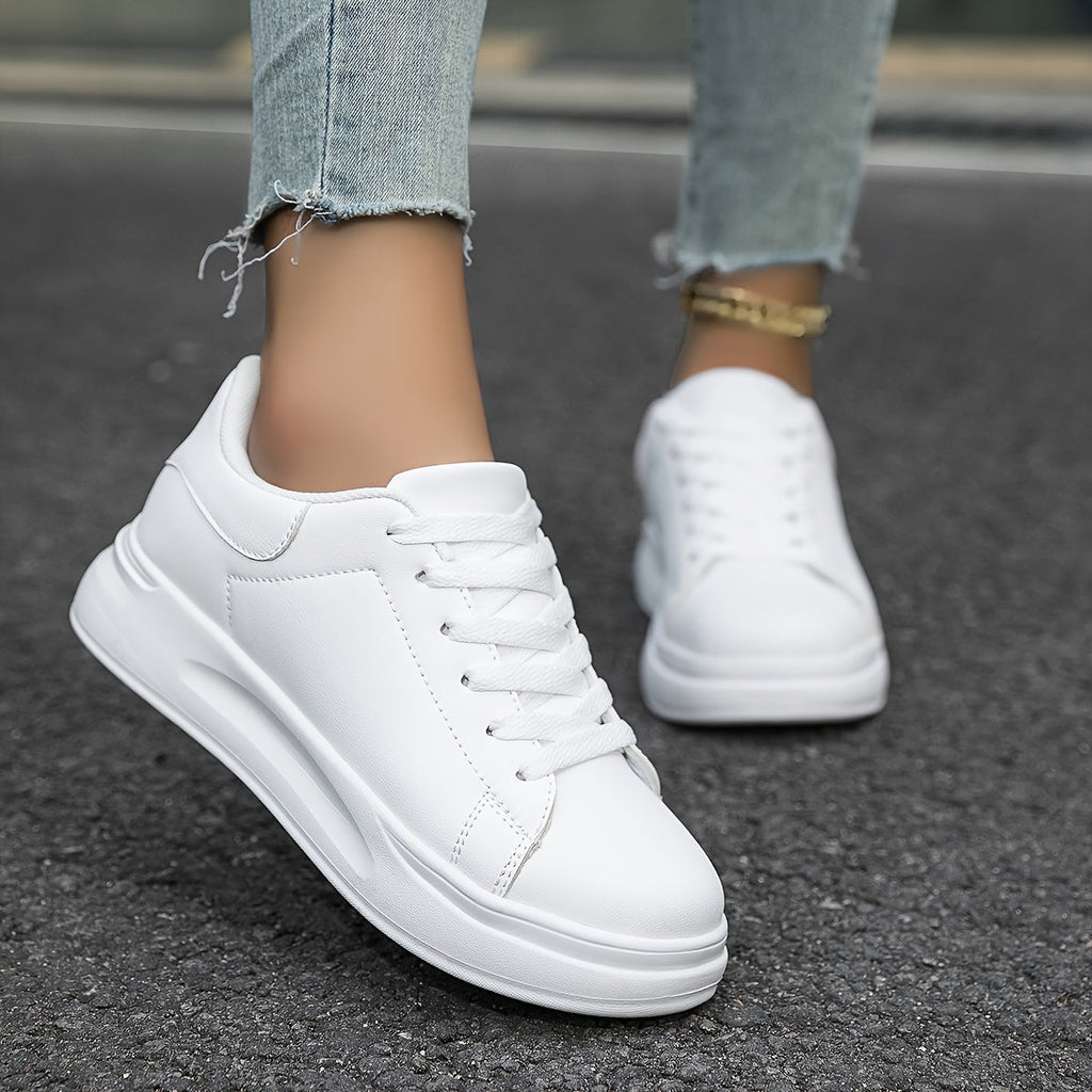 Women's Clean White Leather Trainers